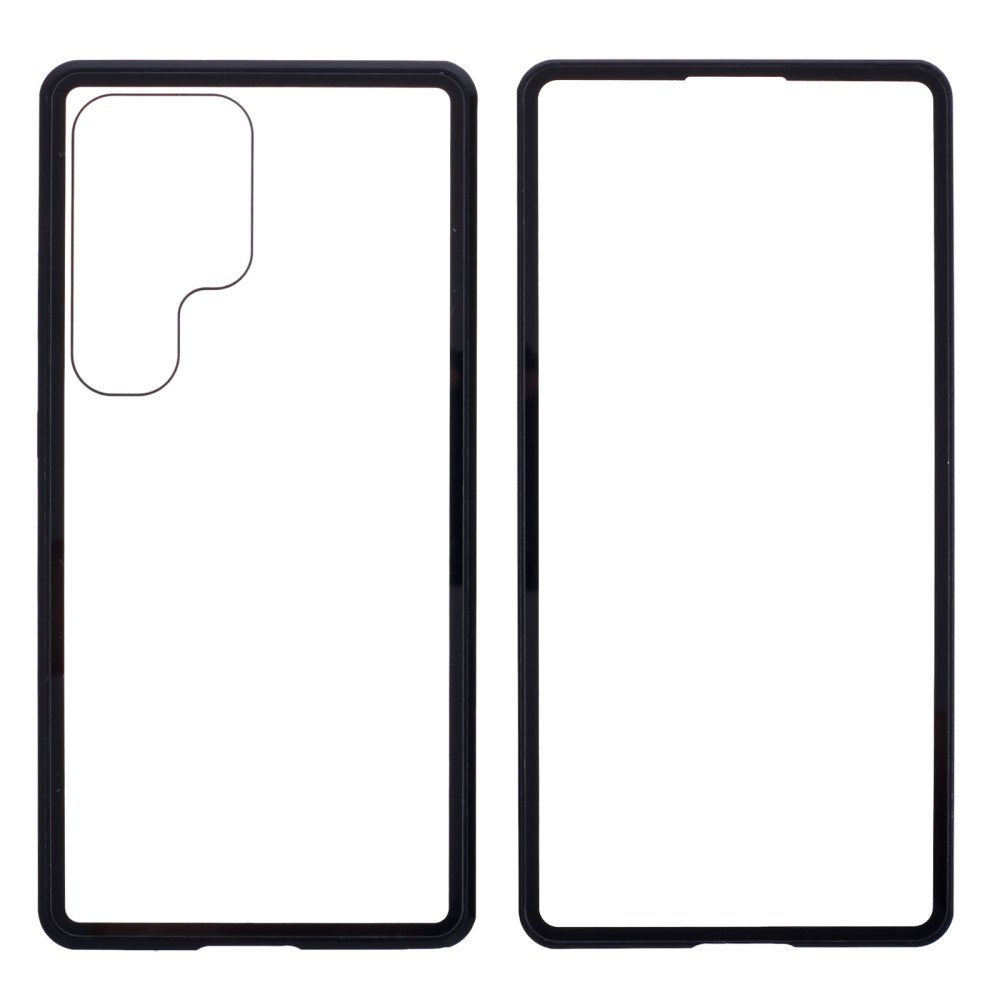Samsung Galaxy S25 Ultra Magnetische Alu Schutzhülle mit Panzer Glas Backcover   Display- / Kameraschutz (Magnet-Technologie) - Schwarz