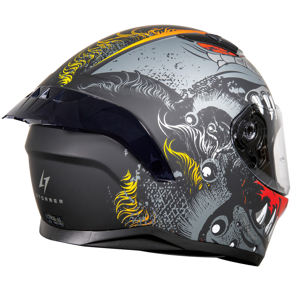 Stormer - Casque ZS 601 Dragon Noir Mat / Argent / Jaune / Rouge