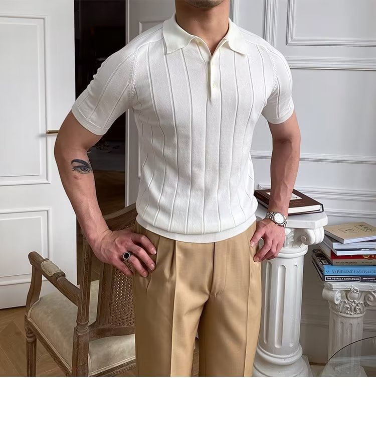 Craltuxe - Poloshirt met korte mouwen en effen ribbels