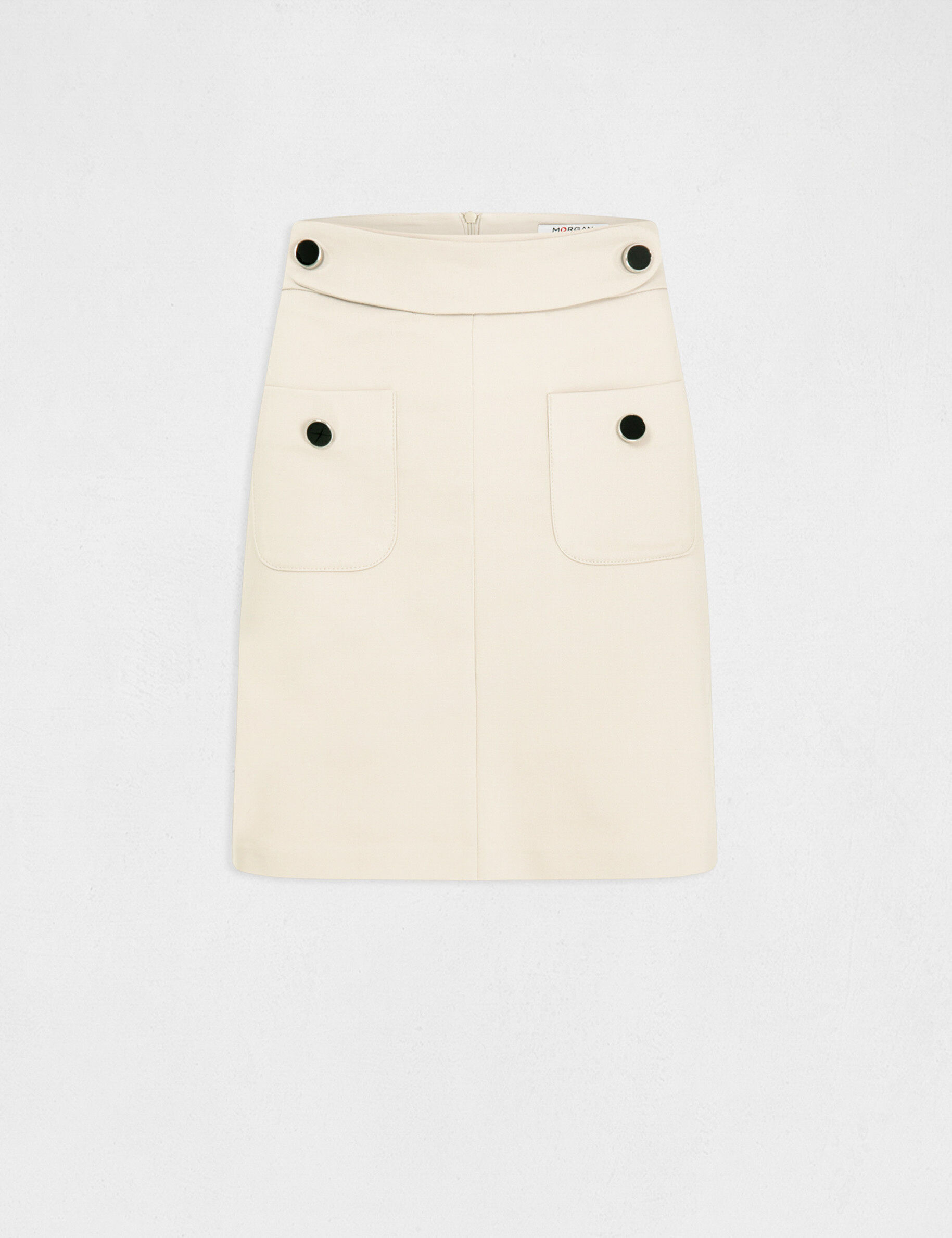 Jupe droite avec boutons beige femme - beige