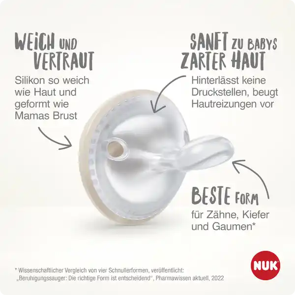 MommyFeel Silikon-Schnuller, 0-9 Monate, grau & beige