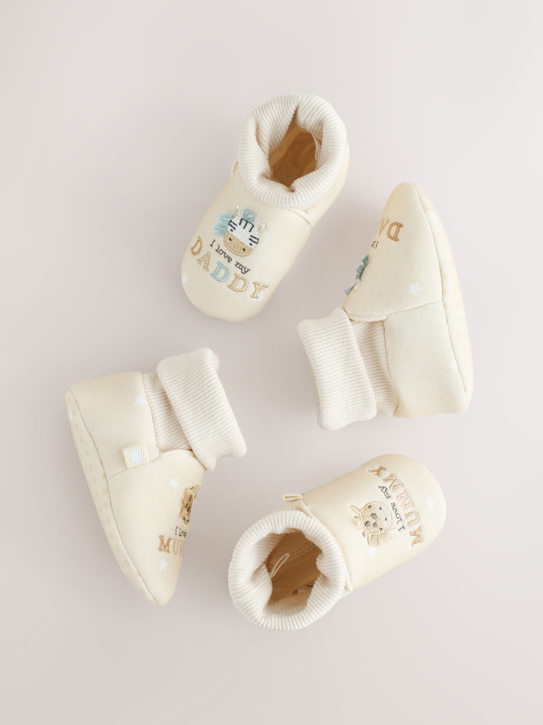 Naturel I Love Mummy/Daddy - Babyslofjes met sok-bovenkant (0-18mnd)