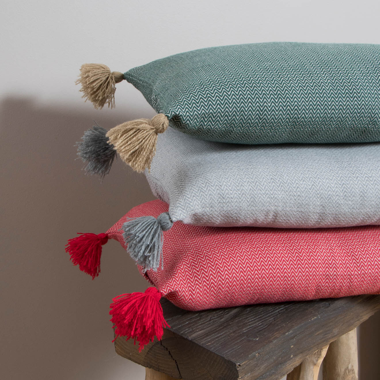 Febronie Housse de coussin chevron Stockholm rouge - 50x30 cm