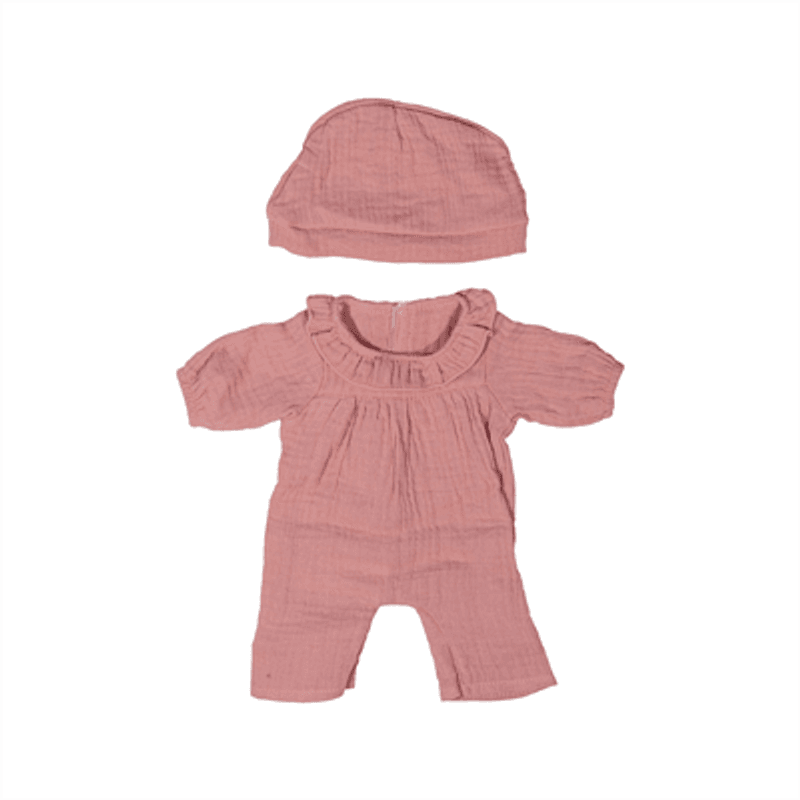 Miniland Rosa Pyjamas med Nattlue til Dukke 38 cm.