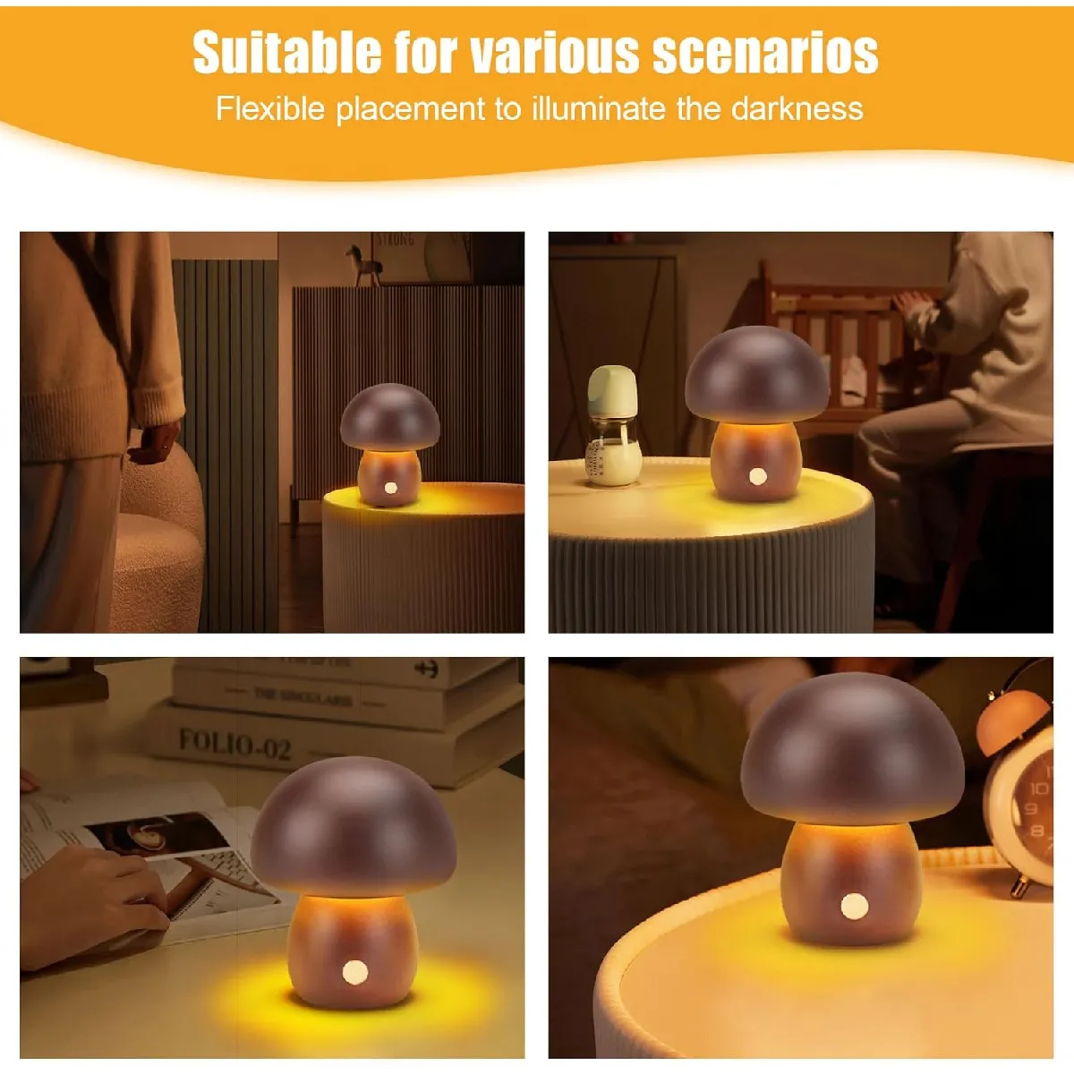 Lampe de Chevet Champignon - Noyer