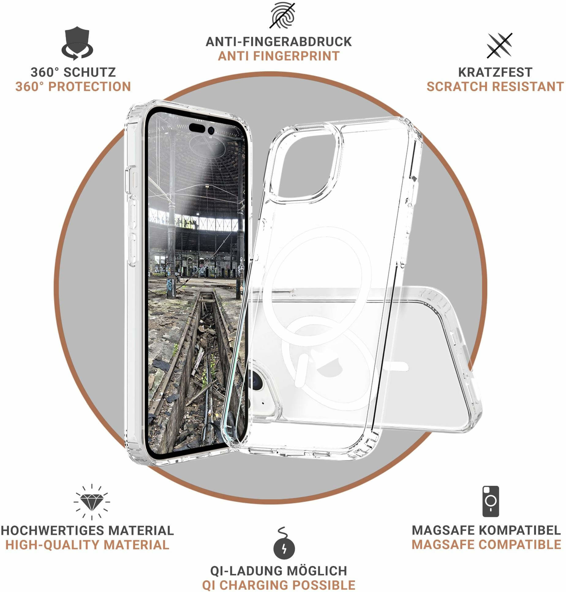 iPhone 14 MagSafe Hybrid Hülle TPU Bumper   Acryl Rückseite Pankow (10920) - Transparent