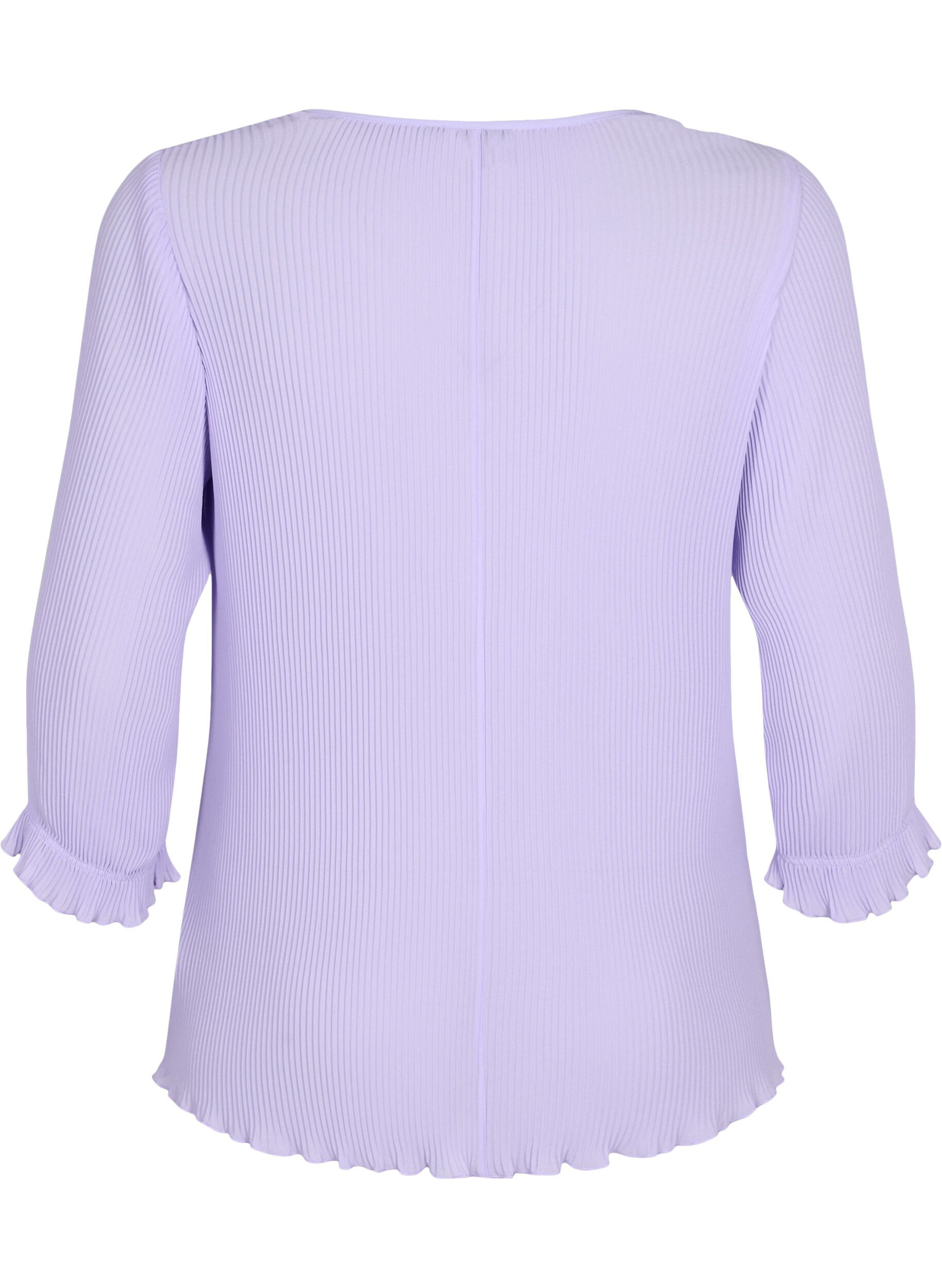 Plisseret bluse med 3/4 ærmer