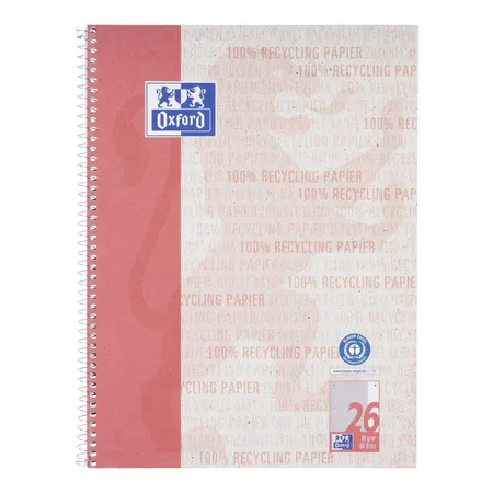 Oxford Recycling Collegeblock A4+, 80 Blatt, kariert mit weißem Rand rechts, 90 g/m², 4fach gelocht, Optik Paper®