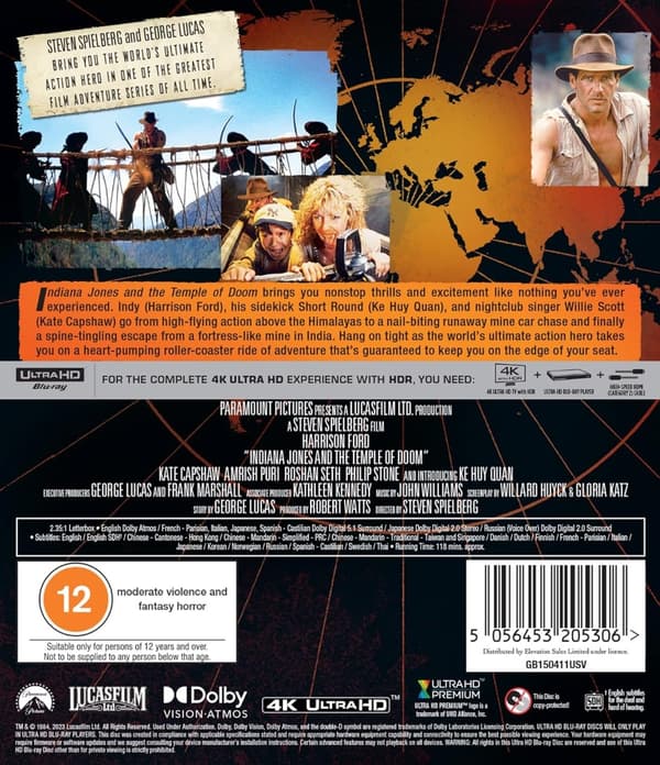 Indiana Jones and the Temple of Doom (4K Ultra HD) (Import)