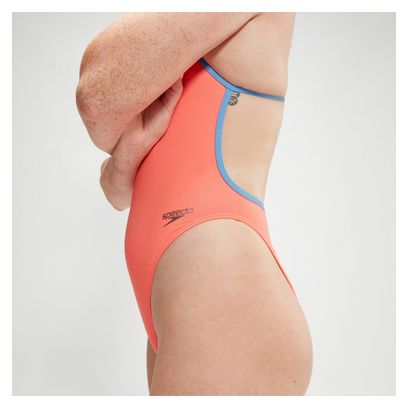 Maillot de Bain Femme Speedo Solid Vback Training Orange / Bleu