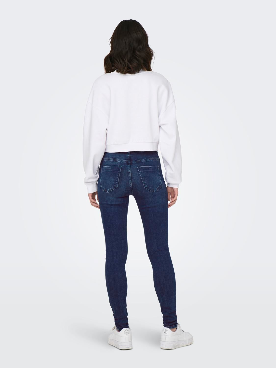 ONLFOREVER Hohe Taille Skinny Fit Jeans Dark Blue Denim