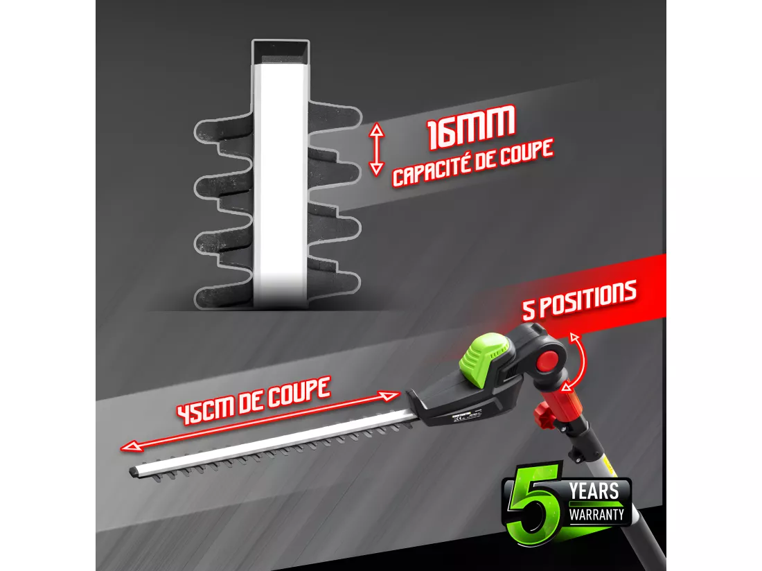 Taille haies sur perche 20V max sans batterie - Lame 51cm - Constructor