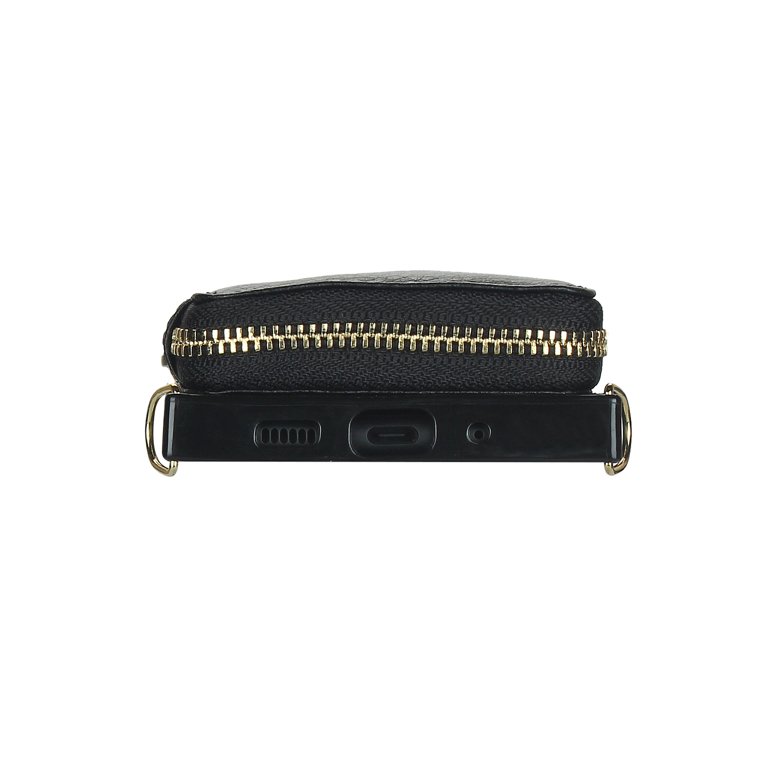 Samsung Galaxy S20 / S20 5G Necklace Leder Schutz Hülle mit Kartenfächer   Handykette (140cm) - Schwarz