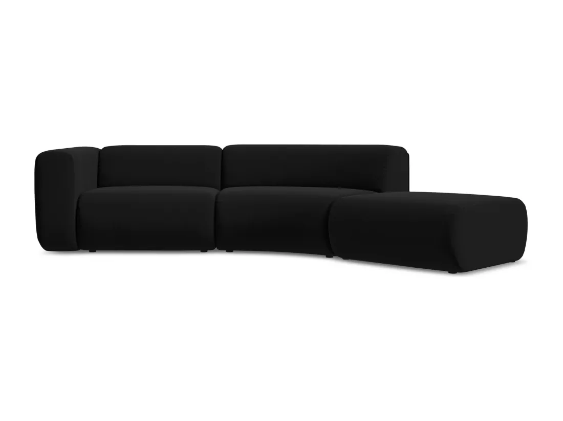 Canapé modulable 4 places droit en velours - noir - EKAHI