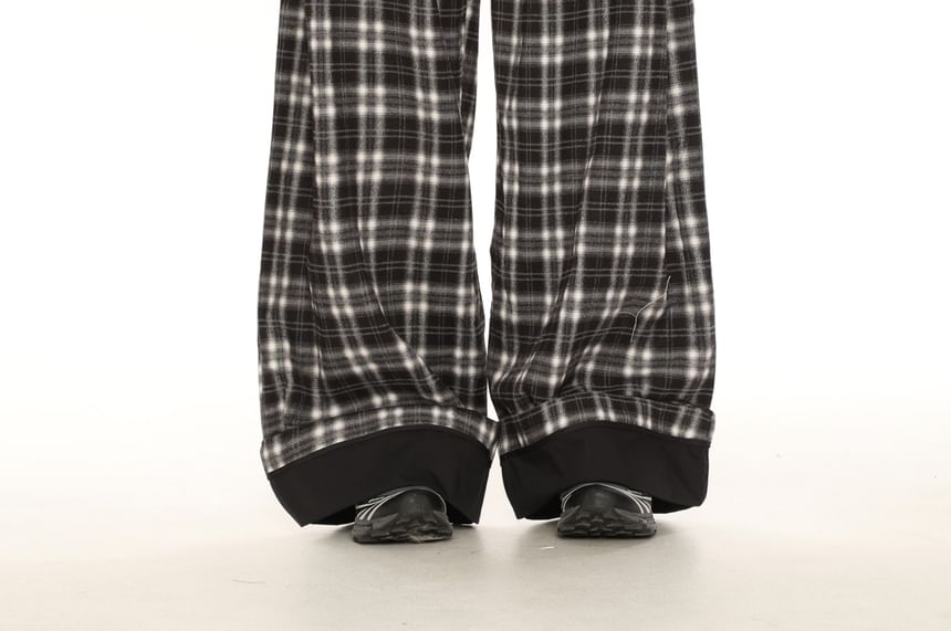 Berrytrix - Geruite broek met hoge taille en wijde pijpen