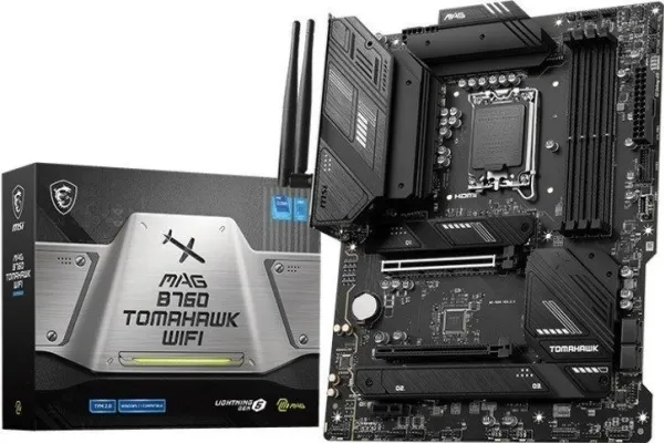 MSI MAG B760 TOMAHAWK WIFI - Bundkort - ATX - LGA1700 sokkel - B760 Chipset - USB 3.2 Gen 1, USB 3.2 Gen 2, USB-C 3.2 Gen2, USB-C 3.2 Gen 2x2 - 2.5 Gigabit LAN, Wi-Fi 6E, Bluetooth - onboard grafik (CPU påkrævet) - HD Audio (8-kanaler)