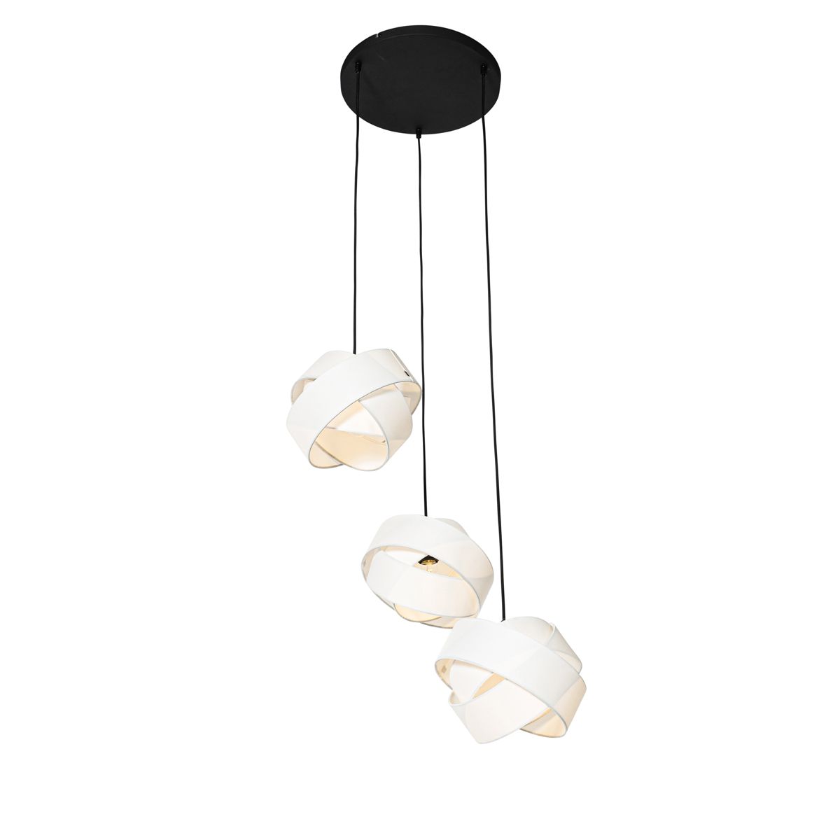 Moderne hanglamp zwart met wit 3-lichts - Cloth