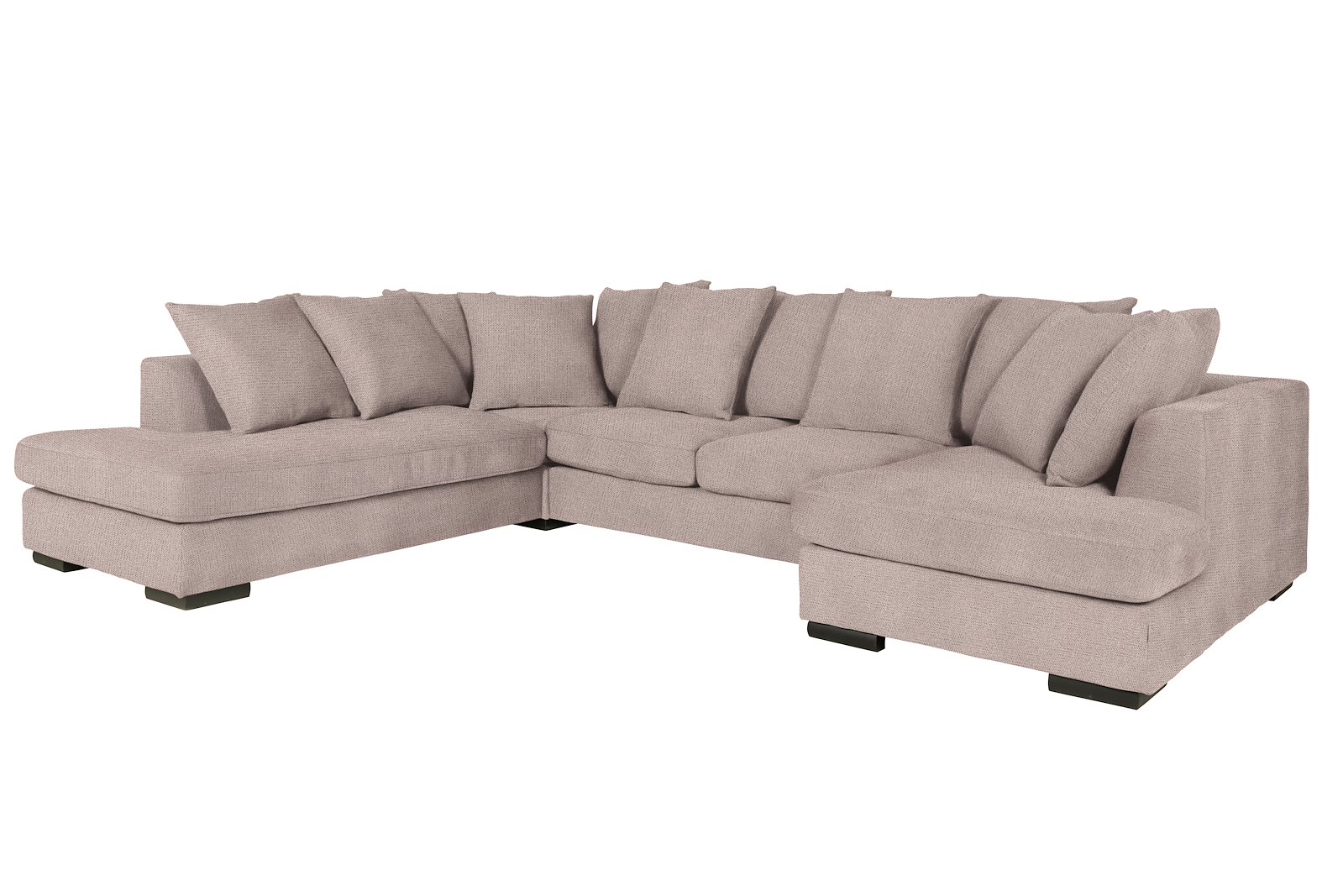 Paso Doble Night U-sofa Åpen ende venstre, hjørne, 2-seter og Divan høyre. I tekstil Mito Desert, EU komfort med sort treben 5cm, Promotion 1