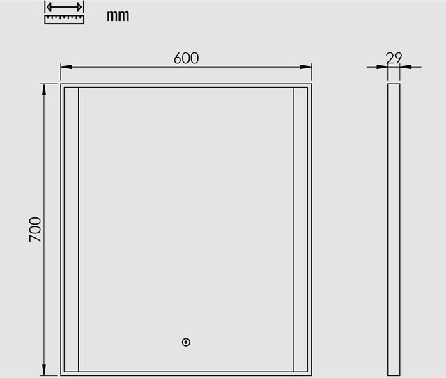 Loevschall Badspiegel »Libra Quadratisch, Badzimmerspiegel mit LED Beleuchtung« Touchpanel für Lichtsteuerung, Dimmbar Spiegel, Dänisches Design