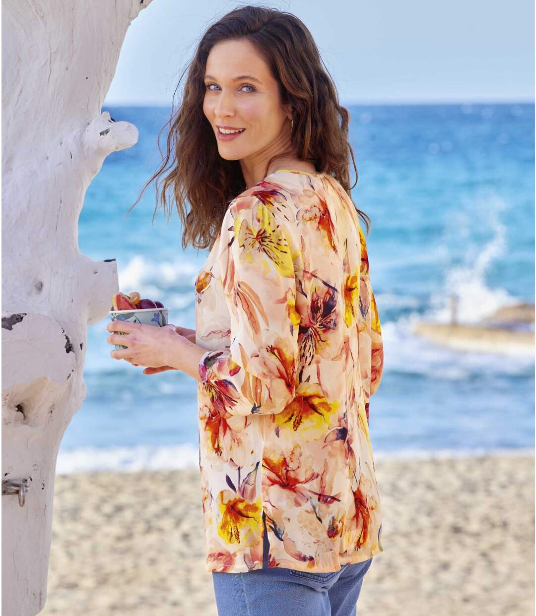 Blouse en Crêpe Imprimé Fleurs