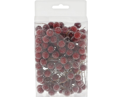 Bessen op draad 1,2 cm, rood geglazuurd 150 st.
