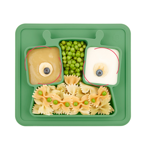 Assiette à compartiments anti-dérapante Verte - BADABULLE