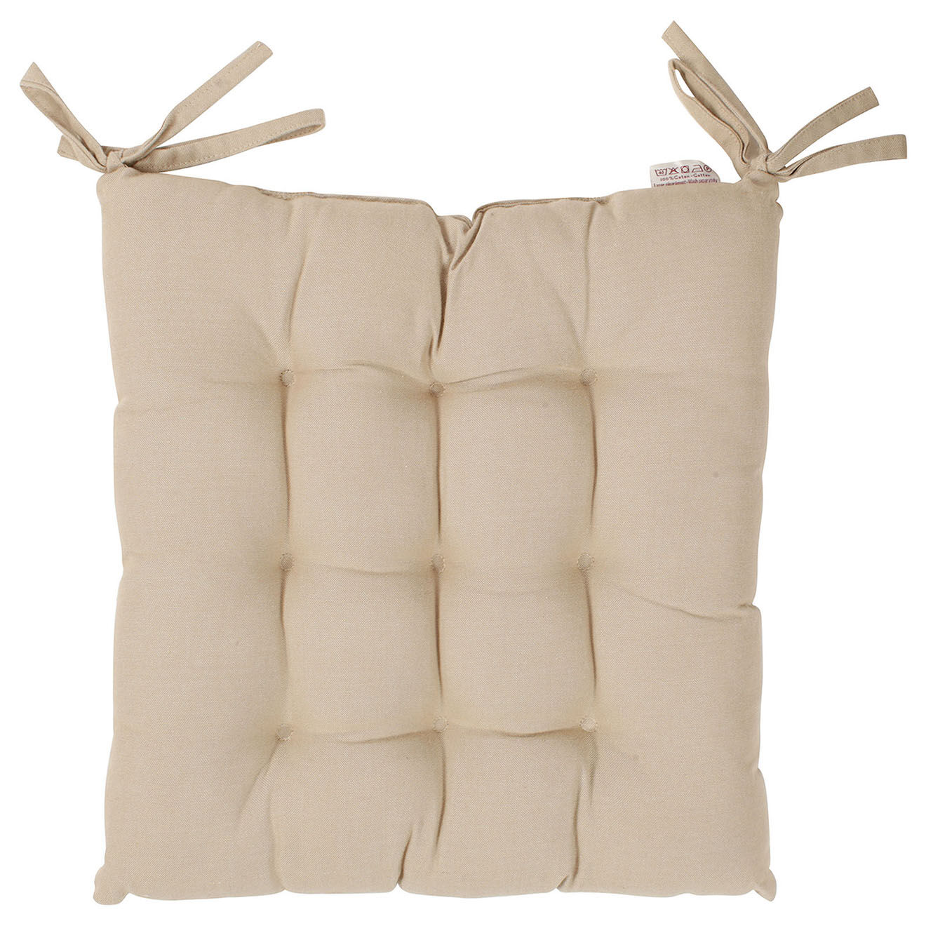 Comptoir de Famille Galette de chaisse carrée Chambray beige  - 40x40 cm