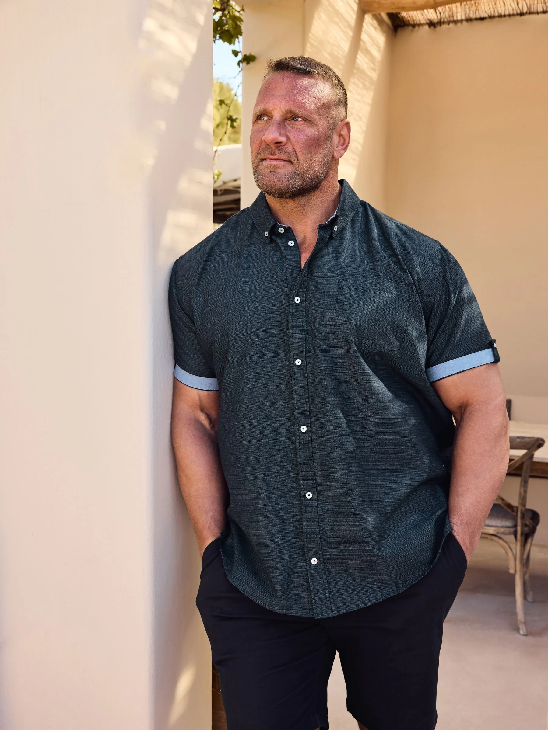 Blauw - BadRhino Big & Tall 100% Cotton Slub Shirt