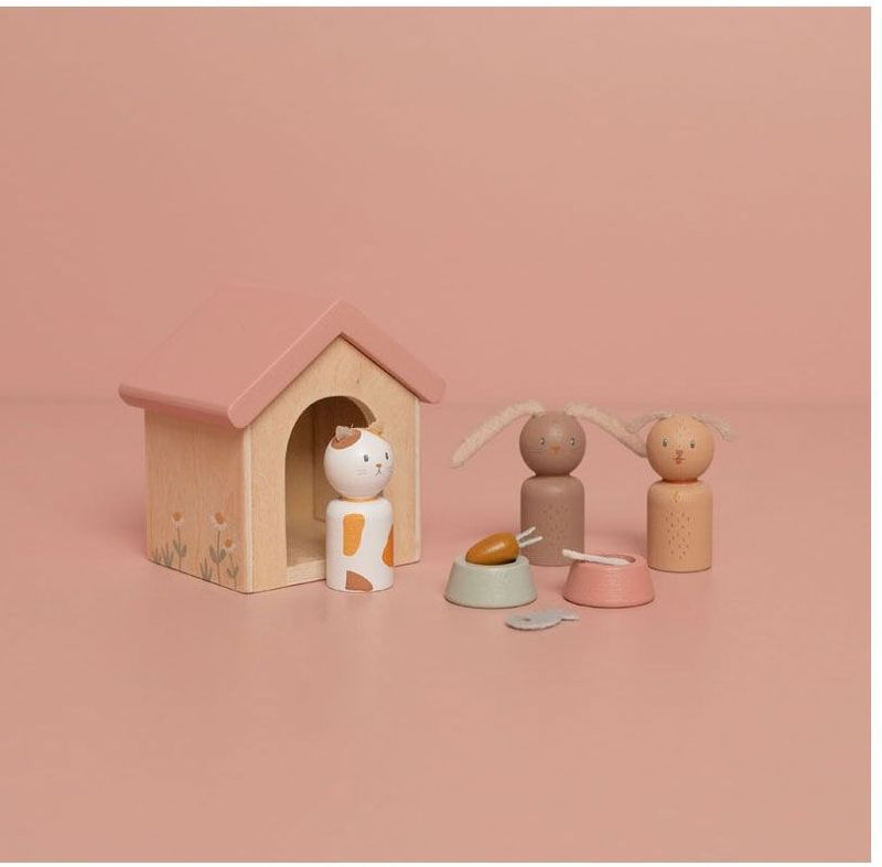 Little Dutch - Aanvulset Poppenhuis - Huisdieren - Inclusief Mandjes en Speeltjes