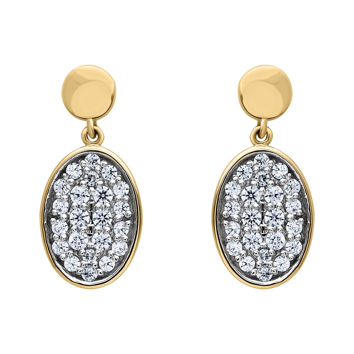 Boucles d'oreilles Brillaxis or motif ovale empierré