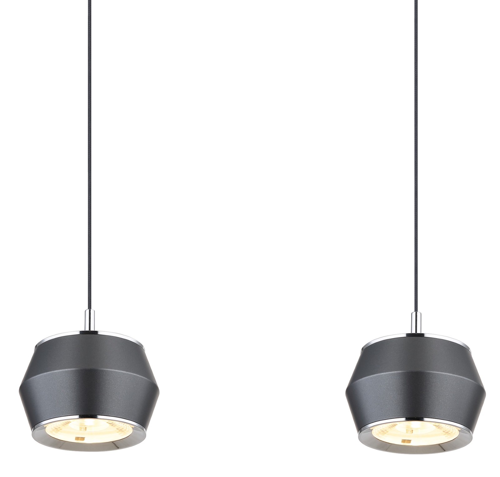LED-Hängeleuchte - grau matt - opal - 4-flammig