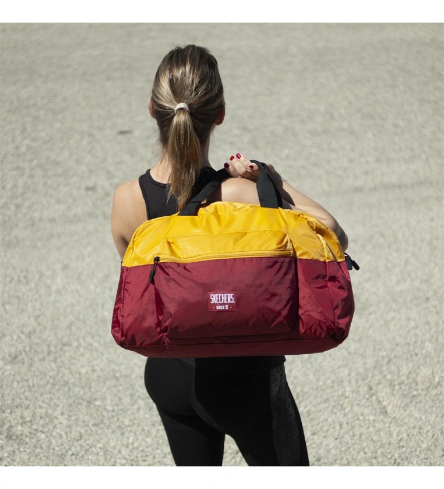 Bolsa Skechers S982, amarela e bordô - 56x30x23 cm -