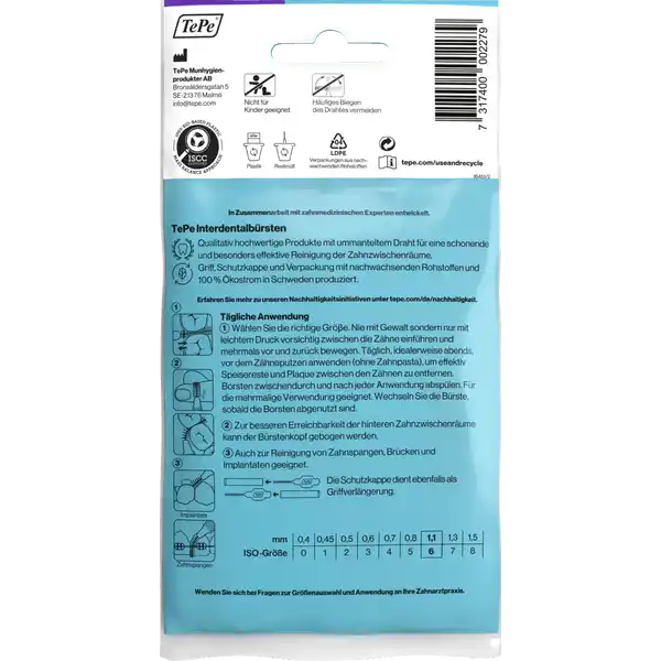 Interdentalbürsten Lila, ISO 6, 1,1 mm, 8 Stück