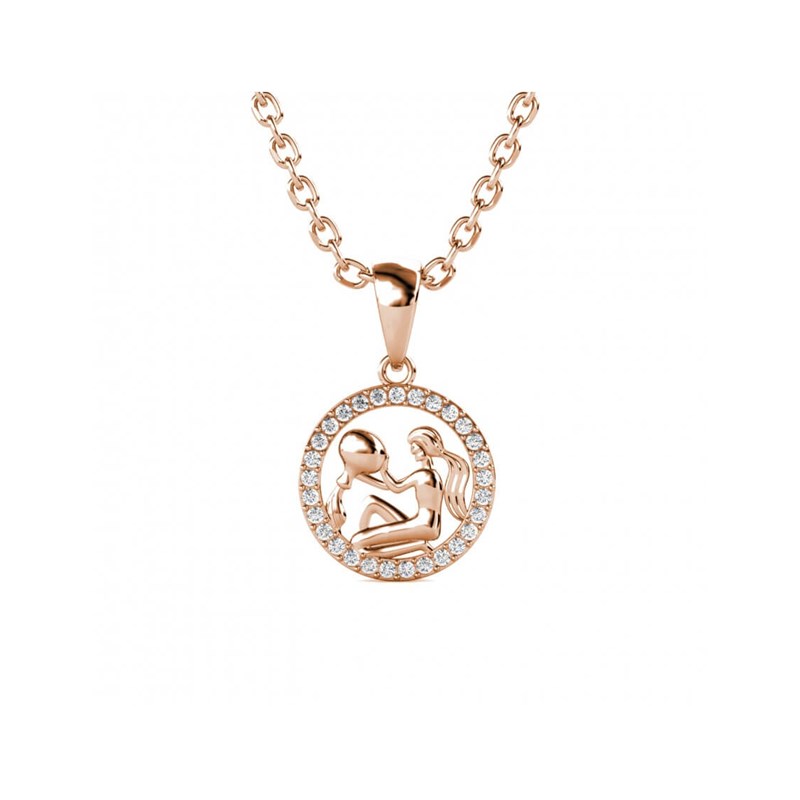 Pendentif Zodiaque Verseau - Or Rosé et Cristal