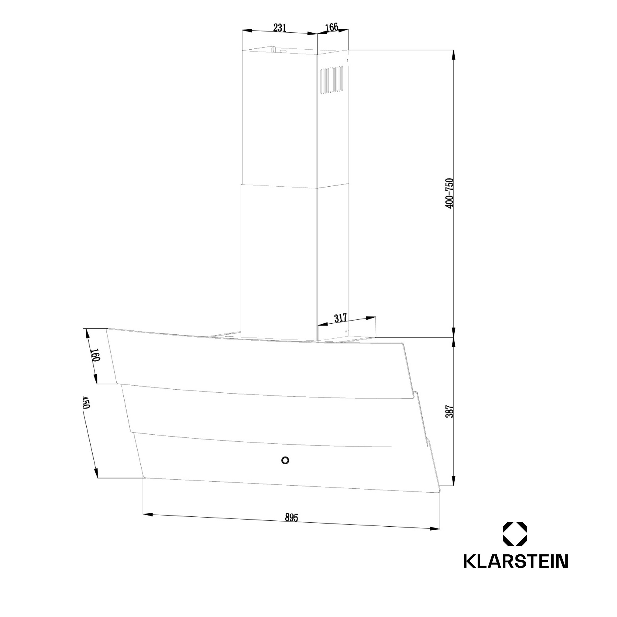 Antonia 90 Dunstabzugshaube 90cm 247m³/h Touch EEK A++ Glas Schwarz