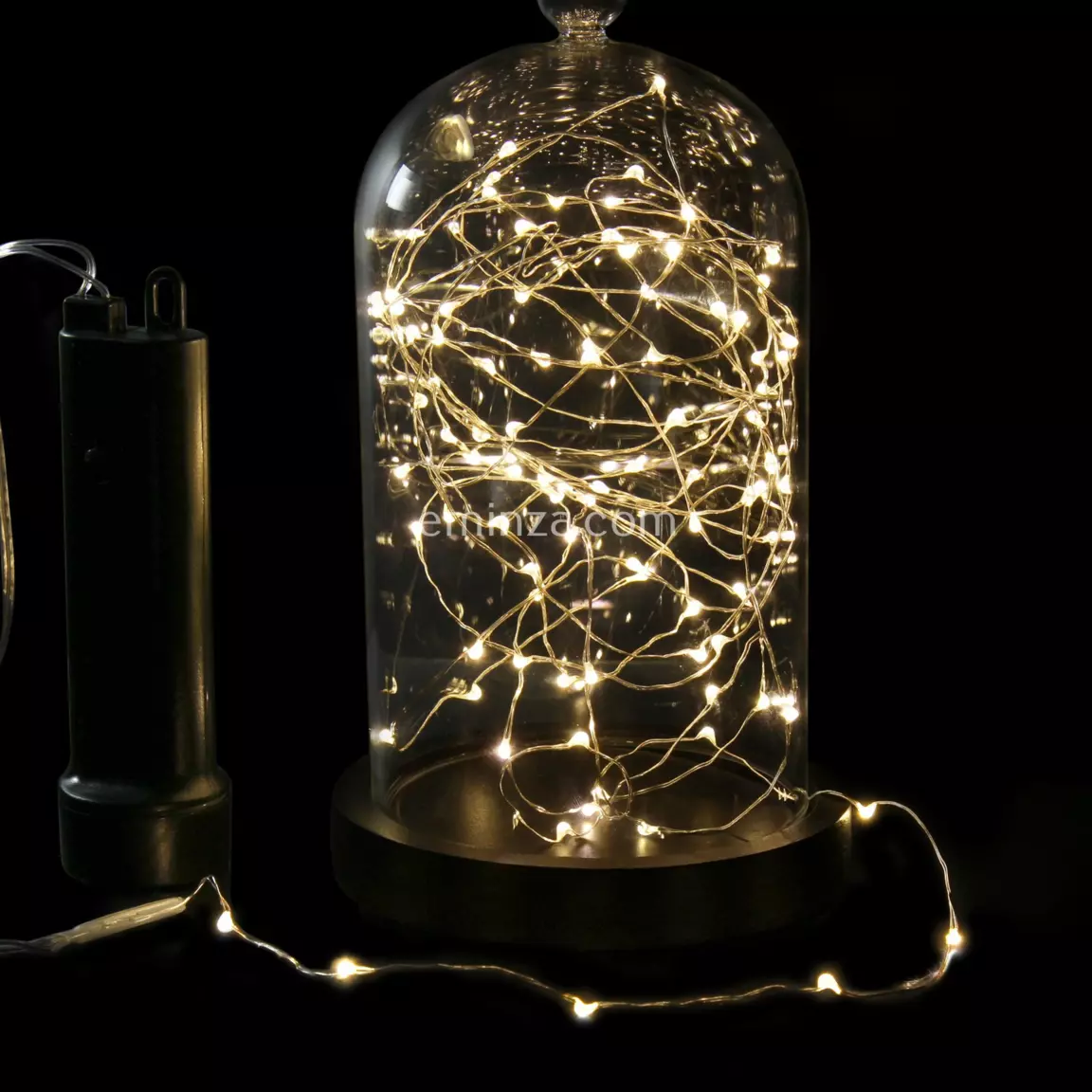 Guirlande lumineuse à piles 4,90 m 100 Micro LED câble transparent Luxe Durawise Blanc chaud
