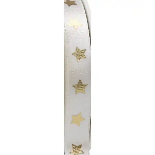 Geschenkband Sterne weiß / gold