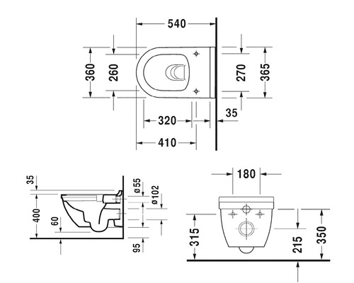 DURAVIT randloze wandclosetset Starck 3 Randloze witte toiletzitting met softclose-mechanisme 45270900A1