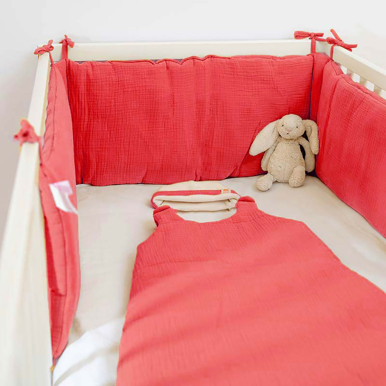 Papate Tour de Lit en Coton Bio fraise - 30x190 cm
