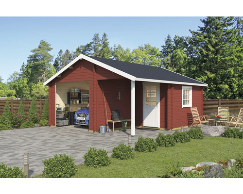 Enkele garage Outdoor Life Nevis zonder deur 500 x 550 cm Zweeds rood