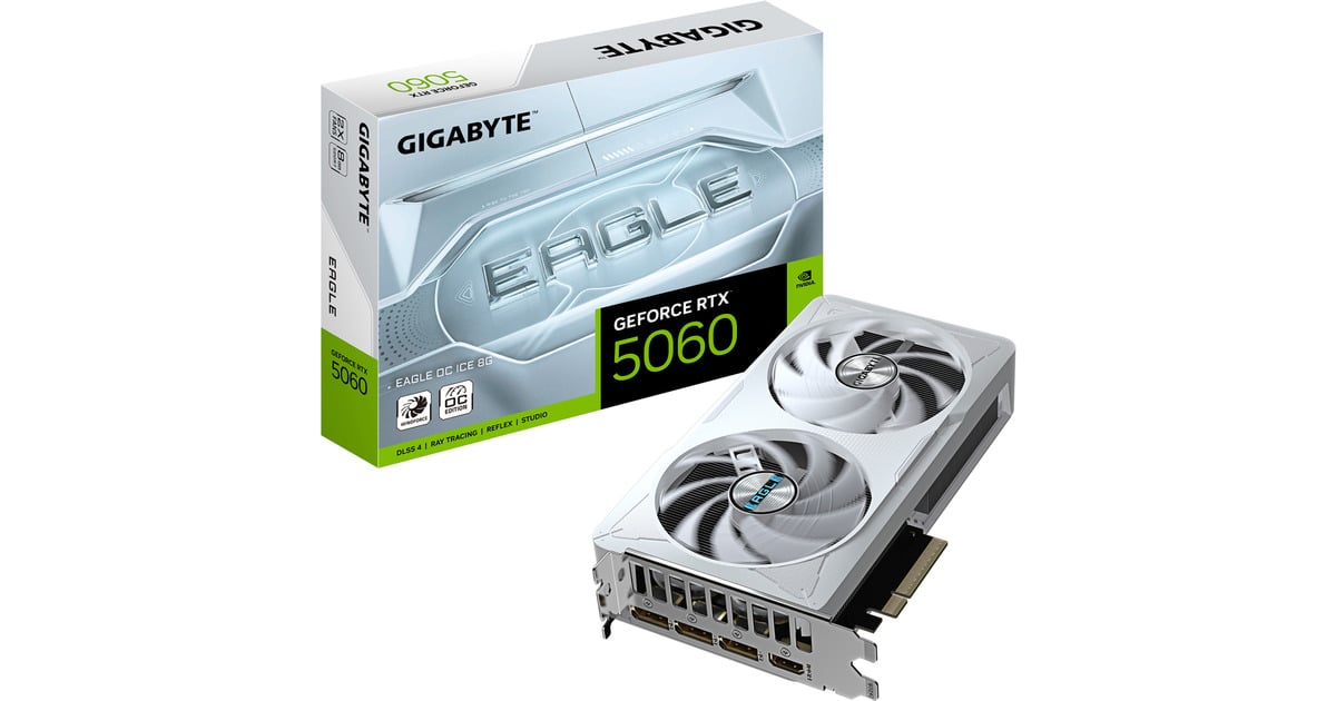 GIGABYTEGeForce RTX 5060 EAGLE OC ICE 8G grafische kaart  (3x DisplayPort, 1x HDMI, DLSS 4)