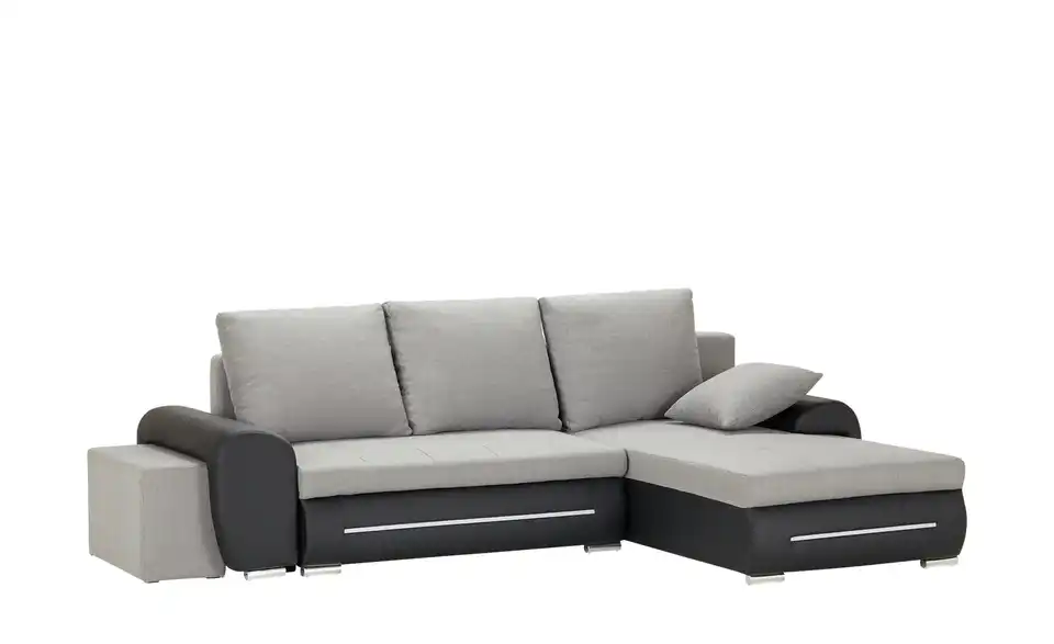 Ecksofa Emma rechts Schwarz, Hellgrau