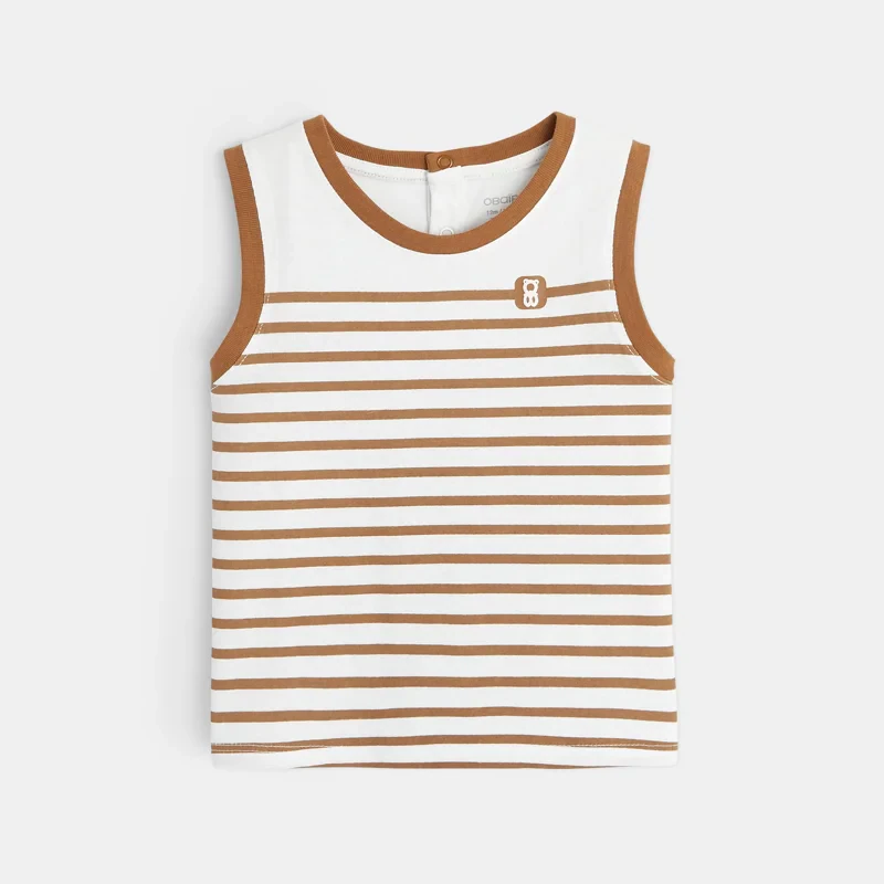 Débardeur jersey rayé marron bébé garçon Marron
