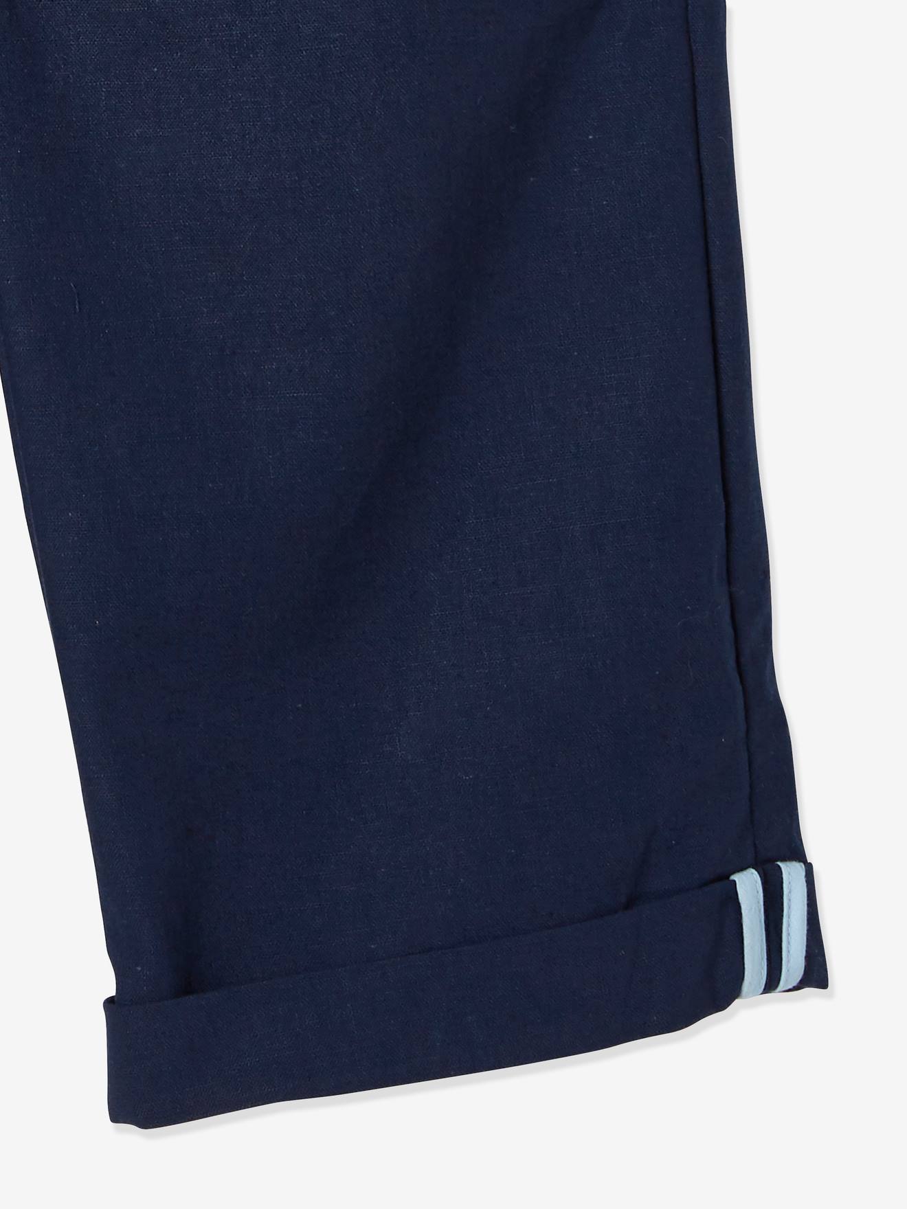 Bermuda azul de algodão e linho para meninos