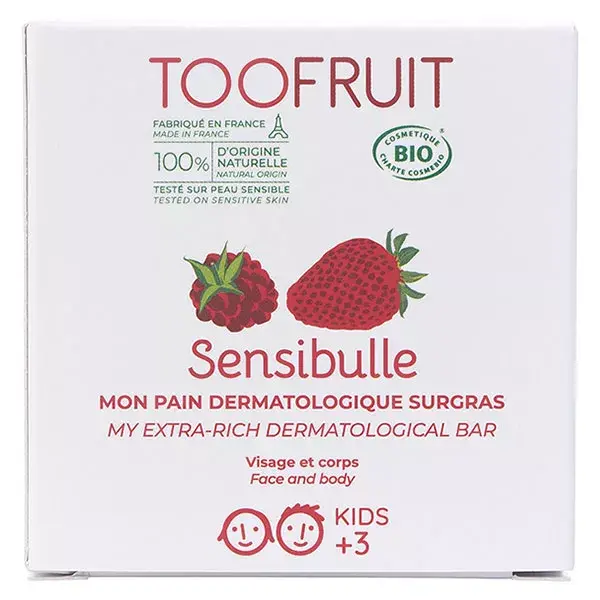 Sabonete Líquido Infantil Toofruit, Dermatologicamente Preparado, Extra Rico em Morango e Framboesa Orgânico 85g