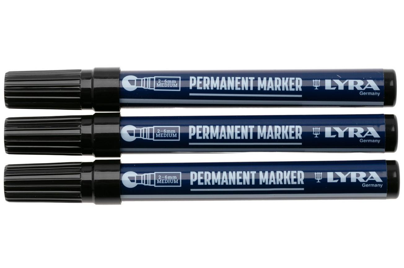 LYRA Permanent Marker L4018006 Medium, Black, set van 3 permanente markers
