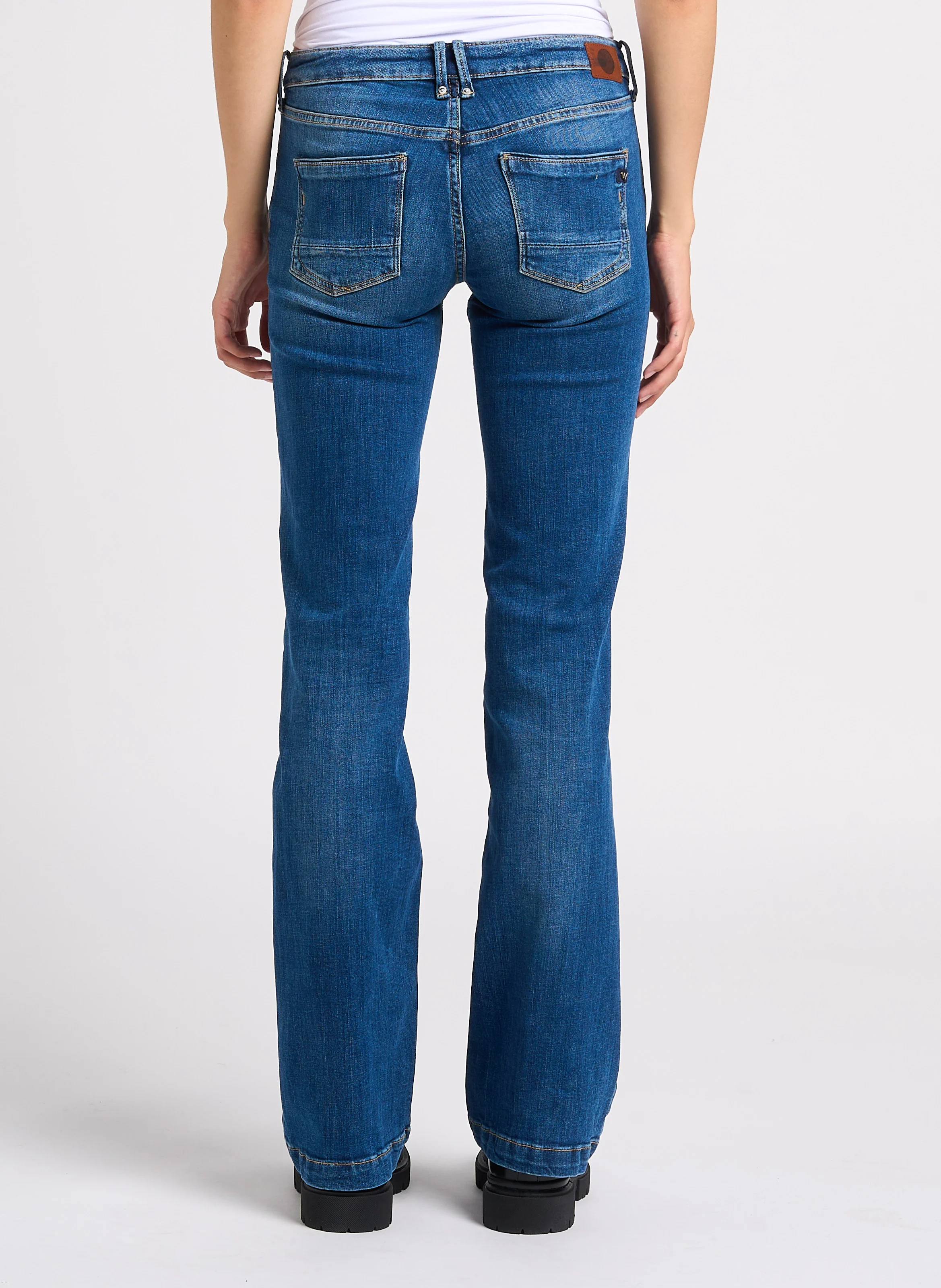 FLARE - Jean bootcut taille basse en coton mélangé | Bleu