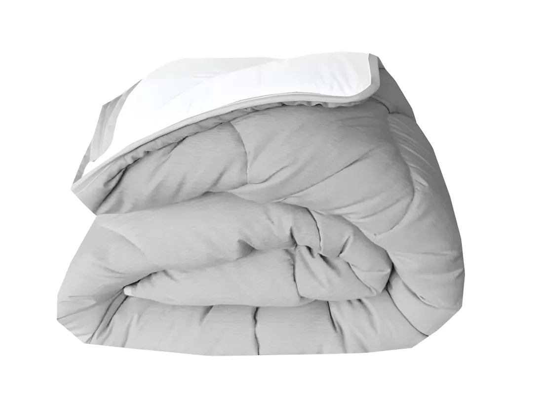 ABEIL Couette temperee BICOLORE 220x240cm - Blanc + Gris chine