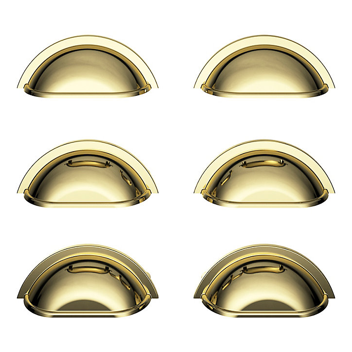 Lot 6 poignées de meuble demi-ronde GoodHome Govlin effet laiton doré l.81mm x l.30mm x H. 30mm entraxe 64mm