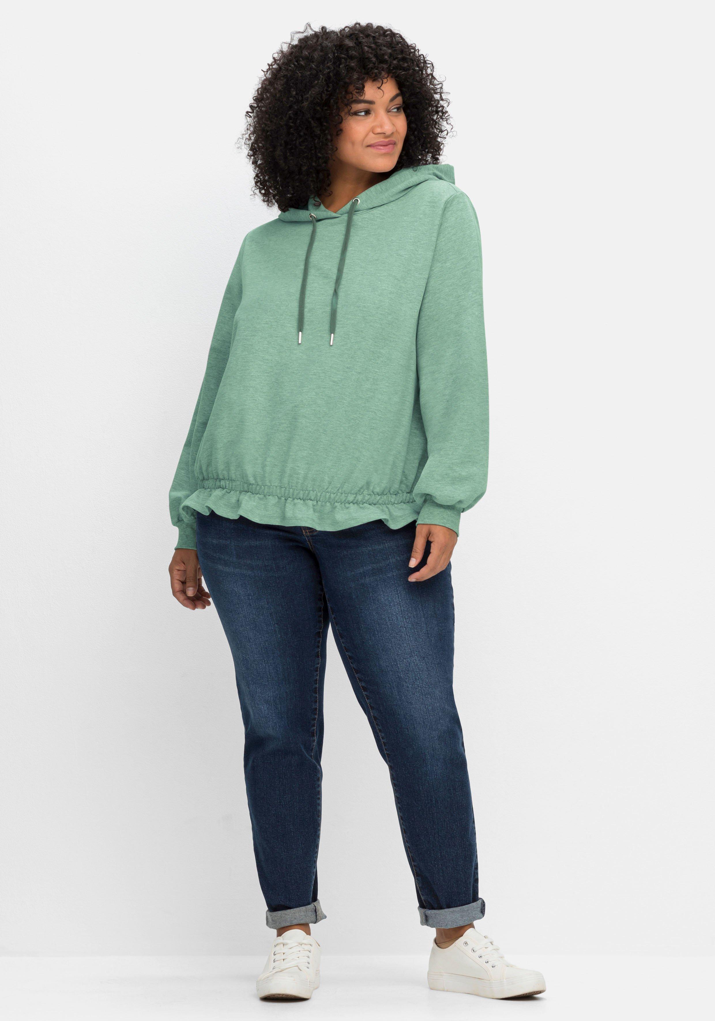 Sweatshirt mit Kapuze und Rüsche am Saum